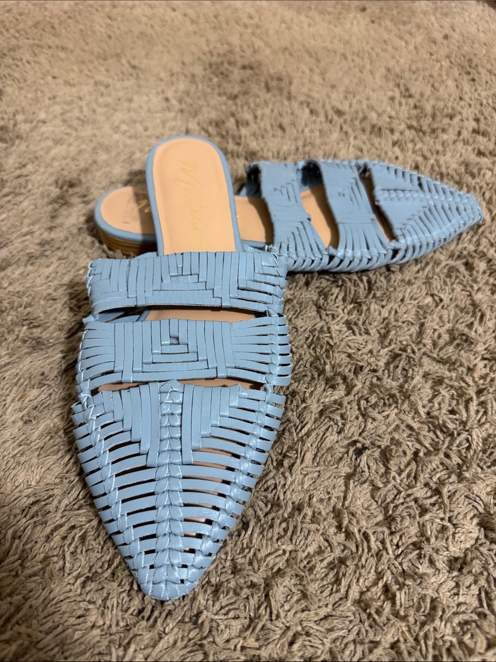 NWOT Matisse East End Women’s Braided Pointed Toe Slide Leather Blue size 8 Boho